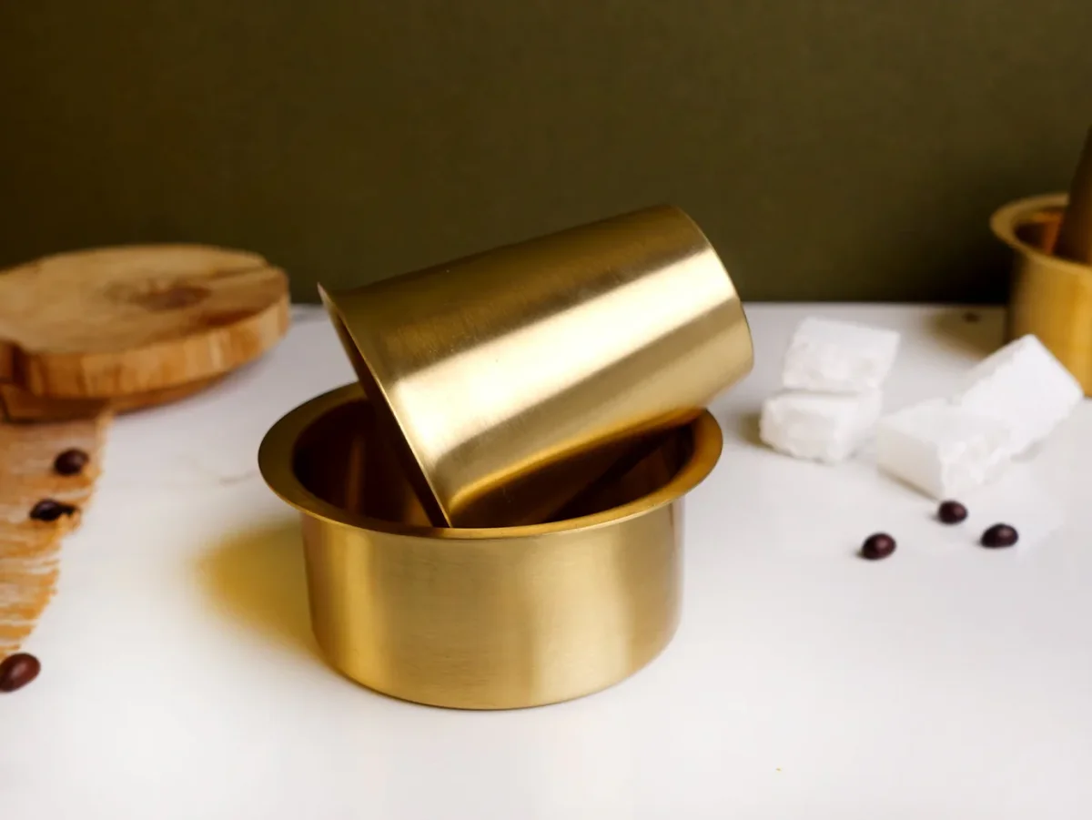 Brass - Coffee Dabara Set - Mat - Export Finish .